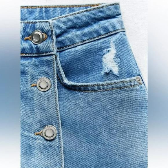 ZARA Z1975 WRAP DENIM SKORT - Picture 2 of 5